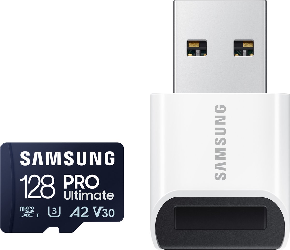 SAMSUNG Samsung PRO Ultimate met kaartlezer – micro SD kaart 256 GB – 200 & 130 MB/s – Inclusief SD Adapter