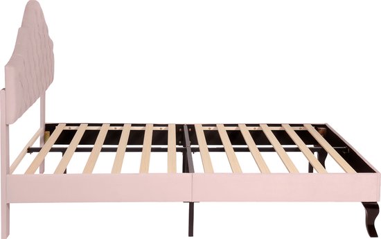 Lit double rembourré Merax - Lit pour 2 personnes avec tête de lit réglable - Rose