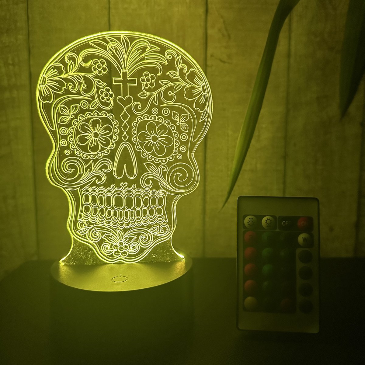 Klarigo® Nachtlamp – 3D LED Lamp Illusie – 16 Kleuren – Bureaulamp – Dia de Los Muertos – Nachtlampje Kinderen – Creative lamp - Afstandsbediening