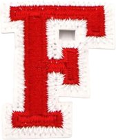 Alfabet Letter Embleem Strijk Patch Rood Wit Letter F / 3.5 cm / 4.5 cm