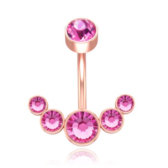 LGT JWLS Piercing in Anker vorm - Roze Kristal & Rose Goud