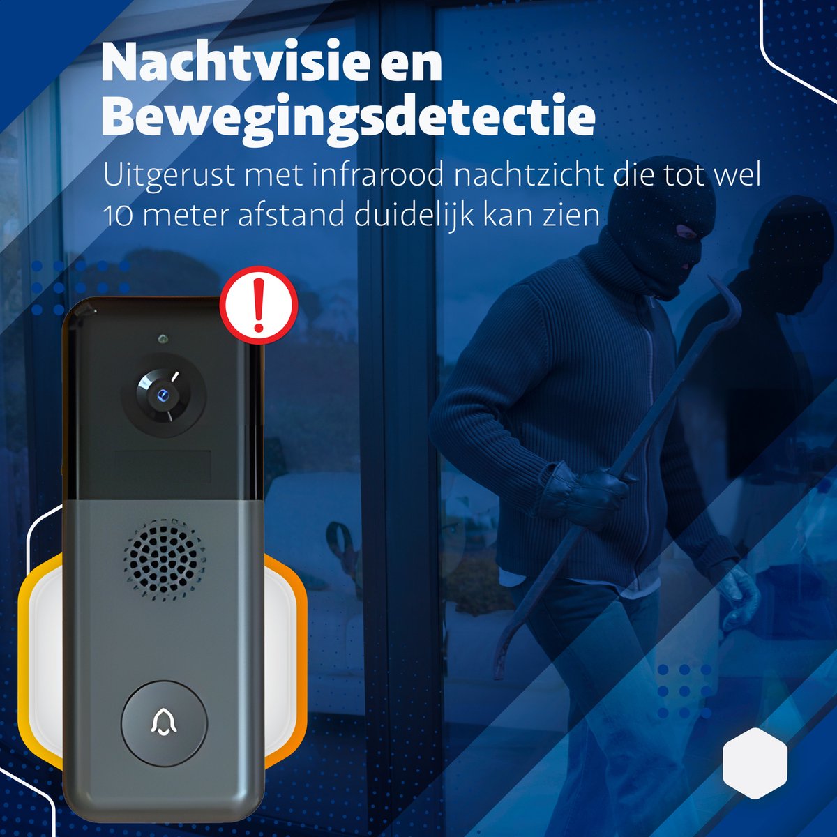 Teceye Deurbel draadloos Deurbel bedraad + 128GB SD kaart + Gong Zonder... bol
