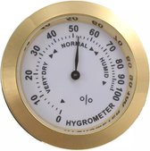 Luxe hygrometer - analoog - goudkleurig - 37 mm groot - 9 mm dik - kleine hygrometer - vochtmeter