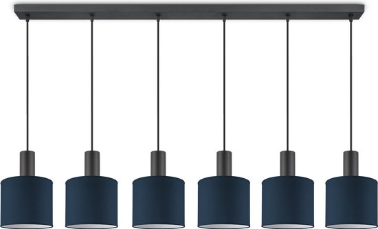 Home Sweet Home hanglamp Bling - verlichtingspendel Xxl Beam 6L inclusief lampenkap 20/20/17cm - pendel lengte 150.5 cm - geschikt voor E27 LED lamp - Pendellamp geschikt voor woonkamer, slaapkamer, keuken - Donkerblauw