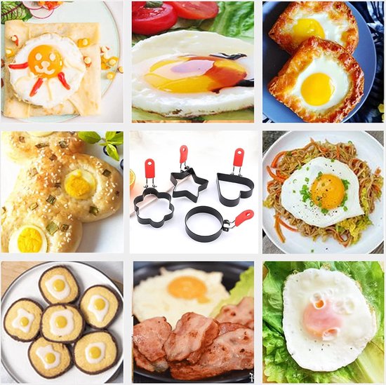 Moules à œufs au plat, 6 pièces, moules à anneaux en acier inoxydable,  moule à crêpes, ensemble d'anneaux à œufs, cuiseur à œufs, œufs  antiadhésifs