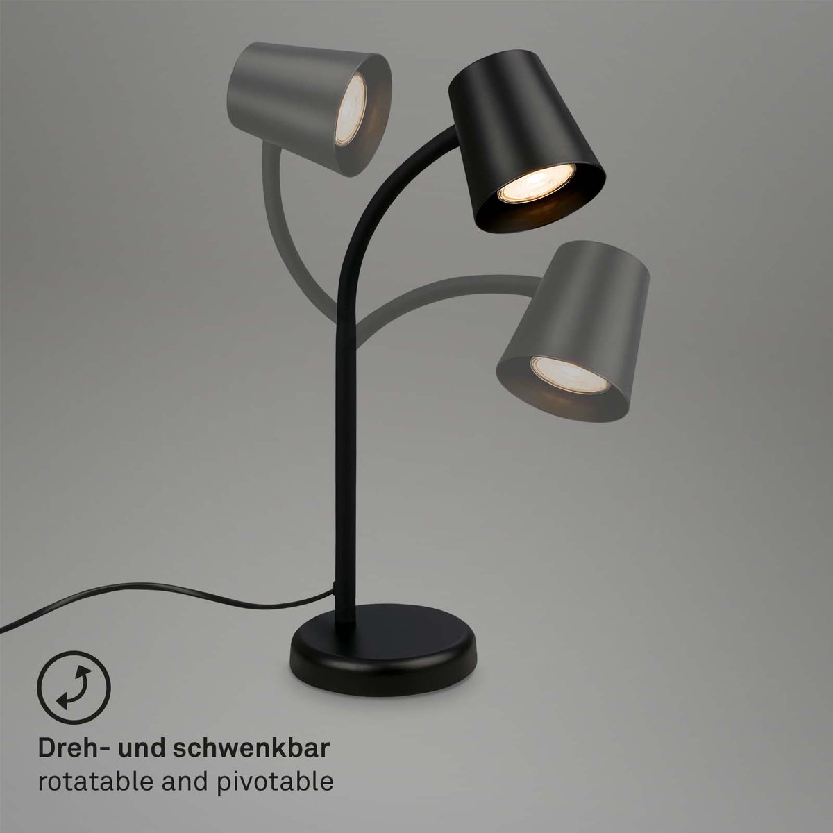 BRILONER - SKRIVA - Bedlamp, bureaulamp draaibaar, tafellamp GU10 voor