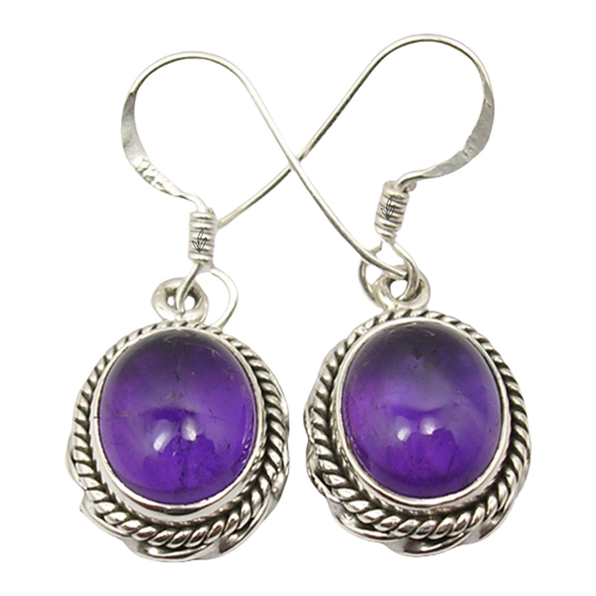 Natuursieraad - 925 sterling zilver amethist oorhangers oorbellen - Oorbellen Set - 1 Set (2 stuks) - luxe edelsteen sieraad
