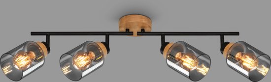BRILONER - HEMA - Spot, met hout, rookglas, 4x E27 max. 10W