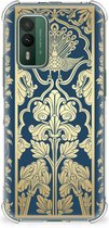 Hoesje Bumper Nokia XR21 Telefoon Hoesje met doorzichtige rand Beige Flowers