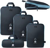 Pakzakken met compressie S, M, L, XL I Blauw I Pakkubussen met lus als kofferorganizer I lichte compressiezakken voor de rugzak (1x 4-delige set)