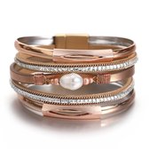 Bracelet Sorprese - Pearl - bracelet femme - cuir - bracelet wrap - perle - cadeau - Modèle R