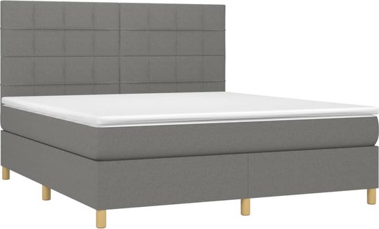 vidaXL-Boxspring-met-matras-en-LED-stof-donkergrijs-160x200-cm