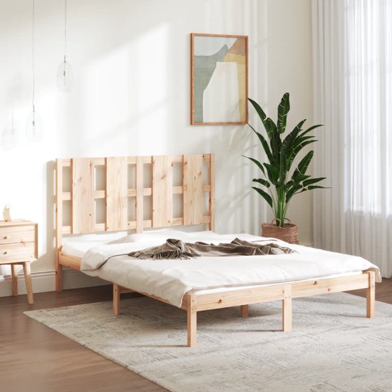 vidaXL Bedframe zonder matras massief grenenhout wit 180x200 cm, bed, bed ombouw, boxspring, bedbodem, slaapkamermeubel, stapelbed, twijfelaar bed