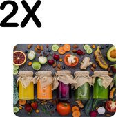 BWK Luxe Placemat - Kleurrijke Potten met Groente en Fruit - Set van 2 Placemats - 40x30 cm - 2 mm dik Vinyl - Anti Slip - Afneembaar