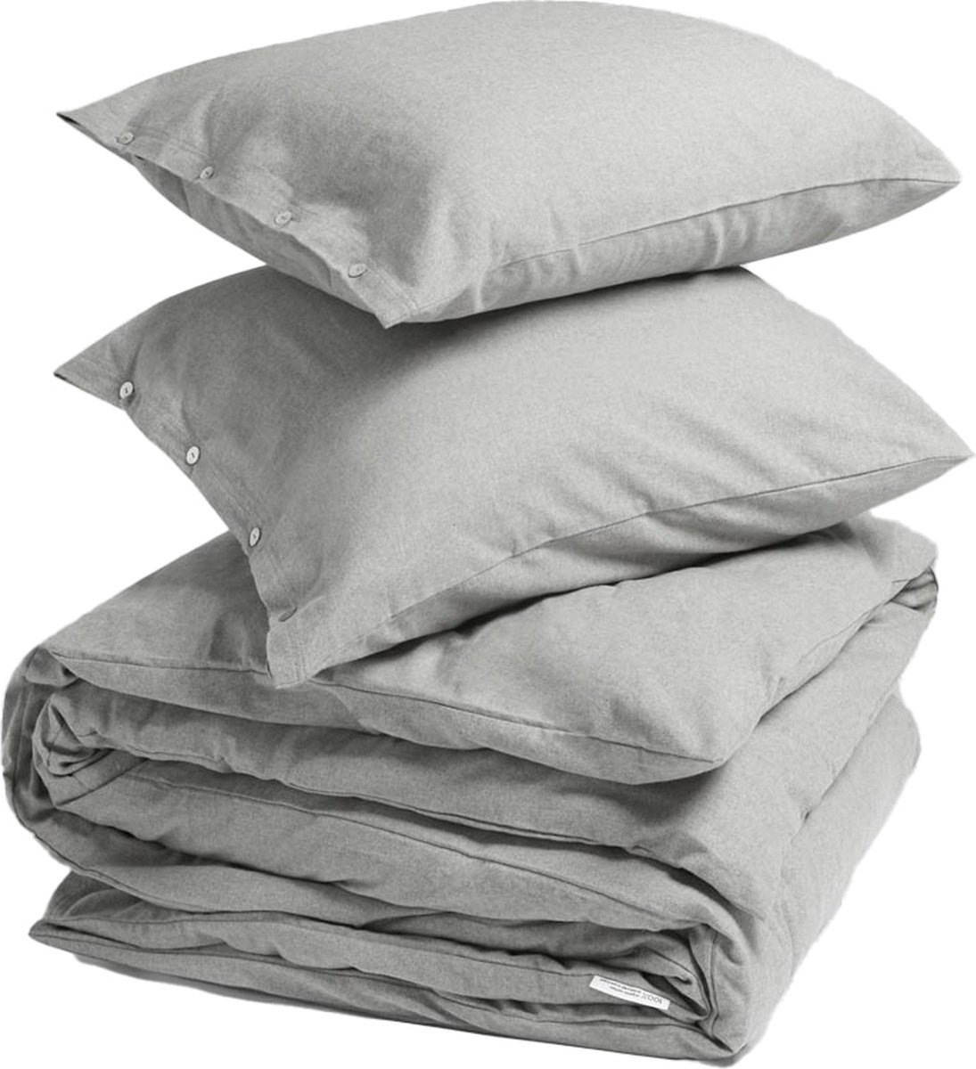 Yumeko dekbedovertrek flanel lichtgrijs 200x220 + 2/60x70 - Biologisch & ecologisch