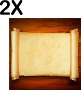 BWK Textiele Placemat - Het Perkament van Etenstijd - Set van 2 Placemats - 40x40 cm - Polyester Stof - Afneembaar
