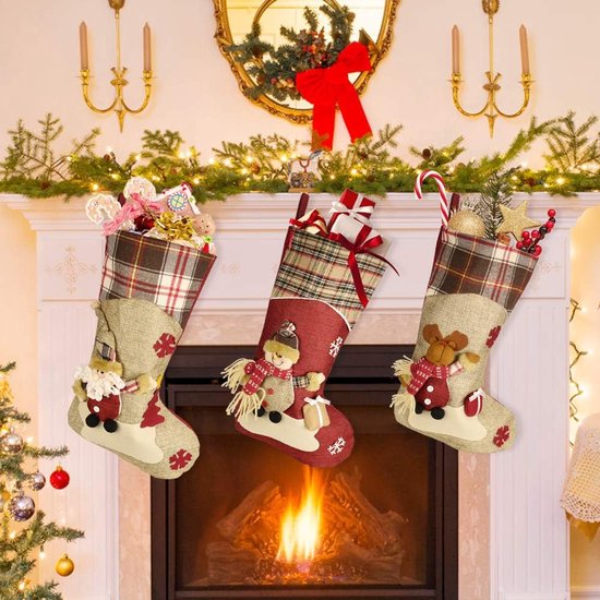 3 pièces chaussettes de Noël, chaussettes de Noël, grandes bottes de Noël à  remplir et... | bol