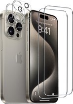 Screenprotector geschikt voor iPhone 15 Pro Max Screen Protector en Camera lens protector/ Tempered glass - Beschermglas - Glasplaatje - 2+2 stuks