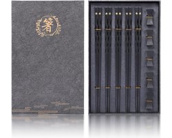 Luxe herbruikbare Aziatische eetstokjes van Youda - Duurzame eetstokjes set in elegante houder - Vaatwasmachinebestendig - Perfect cadeau voor liefhebbers van de Aziatische keuken (5 paar)