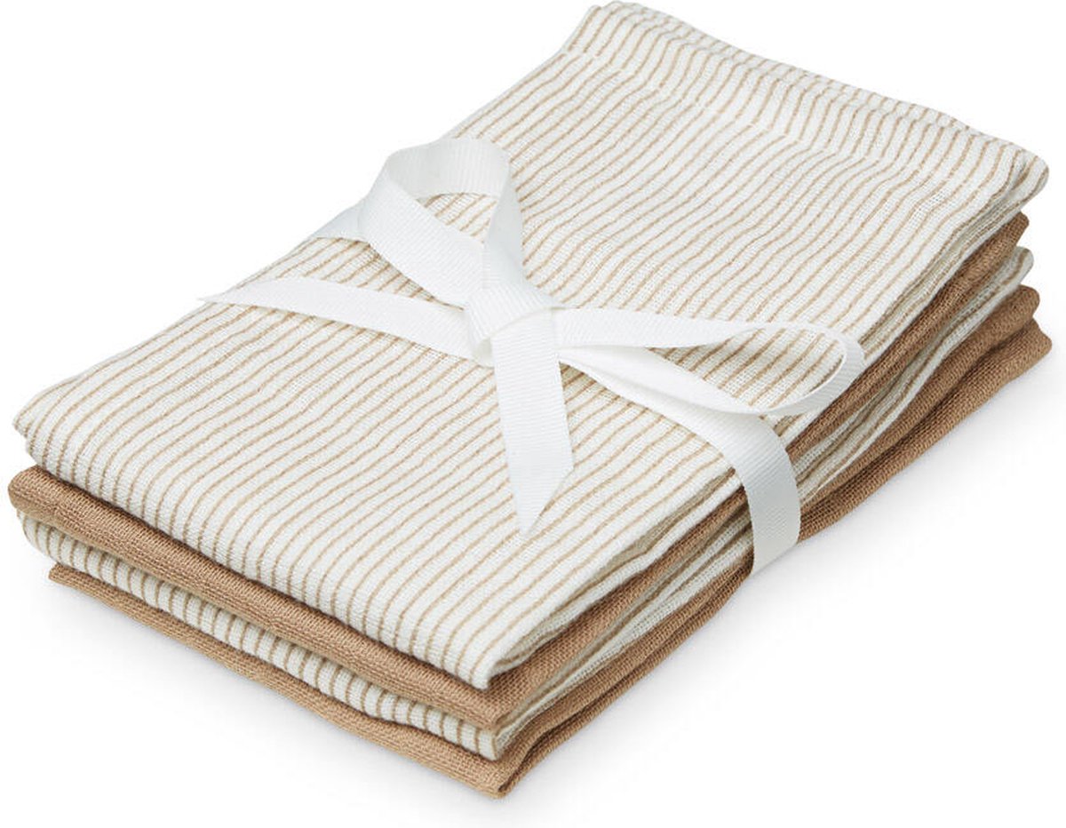 Goedkoopste Cam Cam spuugdoekjes hydrofiel mix set van vier - classic stripes camel / praline