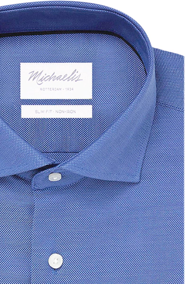 Michaelis Uni Royal Blue Oxford katoenen overhemd-boordmaat: 45 Pasvorm:Getailleerd Michaelis Overhemden