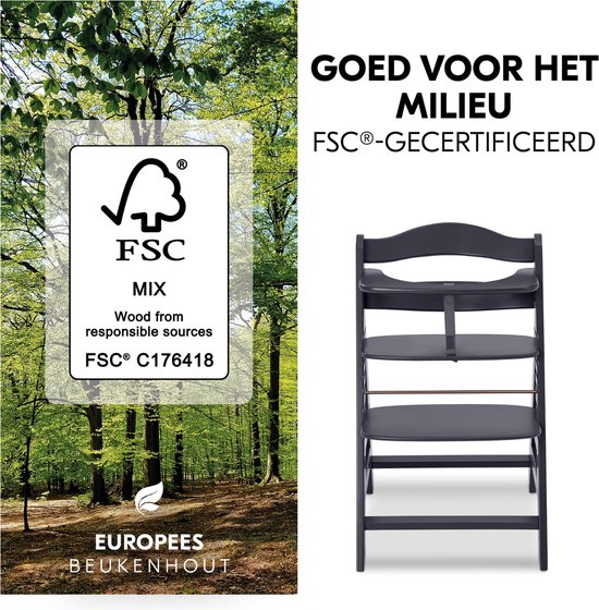 Hauck Alpha Kinderstoel - Newborn Set - FSC®-gecertificeerd - Dark Grey van Hauck — afbeelding 2