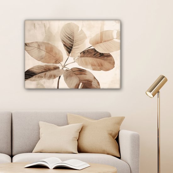 Peinture sur toile 80x60 cm - Décoration murale plant séchée - Nature - Marron - Plantes - Décoration murale murale salon - Décoration chambre - Accessoires de chambre - Peintures