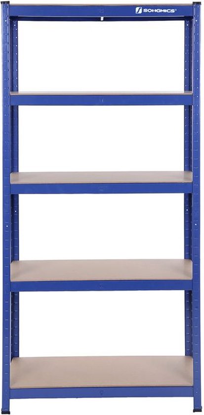 Rootz Storage Rack - Heavy Duty Rack - Standing Shelf - Metal Shelf - opbergplanken - Met 5 verstelbare planken - Vrijstaand rek - Blauw - 150 x 75 x 30 cm