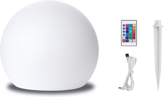 Hyundai Lighting - LED lichtbol met RGB op zonne-energie - 30 cm - Met USB kabel