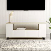 The Living Store TV-meubel - Klassiek hout - 120x35x48 cm - Wit/sonoma eiken