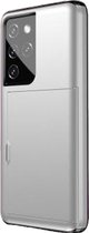 Hoesje geschikt voor Samsung Galaxy S21 Ultra - Backcover - Hardcase - Pasjeshouder - Portemonnee - Shockproof - TPU - Wit