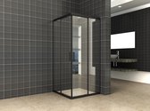 Klea Skyline Hoekinstap Douchecabine Schuifdeur Met Mat Zwart Profiel 80x80x190cm 8mm Antikalk Veiligheidsglas Met NANO Coating