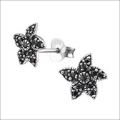 Aramat jewels ® - Zilveren oorbellen zeester zwart zirkonia 925 zilver 8mm