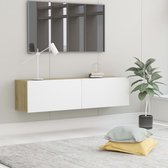 Decoways - Tv-meubel 120x30x30 cm spaanplaat wit en sonoma eikenkleurig