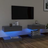 Decoways - Tv-meubelen 2 stuks met LED-verlichting 60x35 cm hoogglans grijs