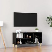 Decoways - Tv-meubel met massief houten poten 103,5x30x50 cm zwart