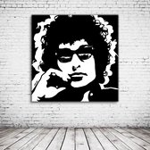 Bob Dylan Pop Art Poster in lijst - 90 x 90 cm en 2 cm dik - Fotopapier Mat 180 gr Framed - Popart Wanddecoratie inclusief lijst