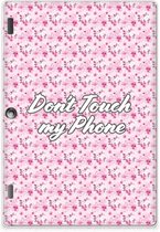 TPU Backcover Lenovo Tab 10 | Tab 2 A10-30 Hoesje met Tekst Flowers Pink Don't Touch My Phone met transparant zijkanten