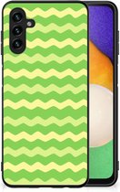 TPU Back Cover Geschikt voor Samsung Galaxy A13 5G | Geschikt voor Samsung Galaxy A04s Smartphone Hoesje met Zwarte rand Waves Green