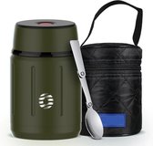 Draagbare Voedsel Thermoskan - 750ml Capaciteit - Food Jar - Thermosfles - Thermos Voor Eten - Voedselcontainer - Army Groen - RVS