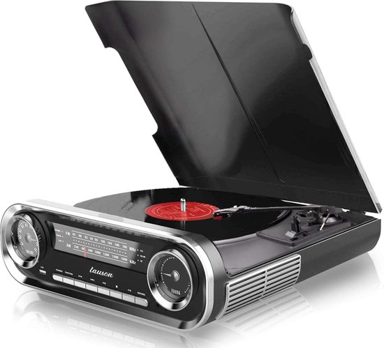 LAUSON JTF035 Vinyl Record Player with Loudspeaker, Retro Look, Record Player, Turntable and Digital Encoder, 33/45/78 rpm (Wengehout