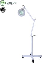 Morelife | Cosmetische LED Lamp | Loeplamp met verlichting | Cosmetische LED-lamp met 5 × vergrotingen | Lamp voor nagel- en tattoostudio’s | Cosmetische LED Lamp met Rolstatief |