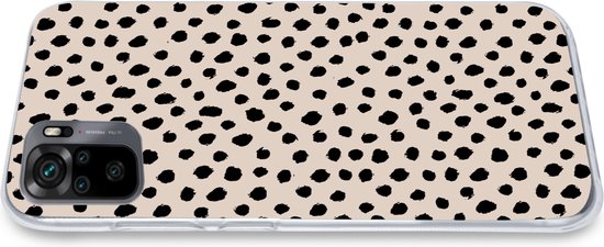 Coque Xiaomi Redmi Note 10 - Pois - Zwart - Beige - Coque de téléphone en Siliconen