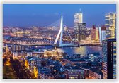 Skyline met Erasmusbrug Rotterdam op Aluminium - Foto op Dibond - Aluminium Schilderij - Wanddecoratie - 90x60 cm