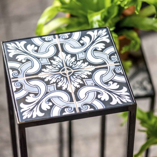 Spinder Design Bijzettafel 20 X 20 X 60 Cm Staal/keramiek Zwart/blauw