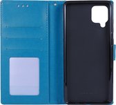 Shop4 - Samsung Galaxy A22 4G Hoesje - Wallet Case met Pasjeshouder Mandala Patroon Blauw
