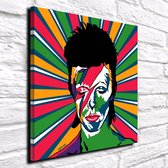David Bowie Pop Art Canvas - 100 x 100 cm - Canvasprint - Op dennenhouten kader - Geprint Schilderij - Popart Wanddecoratie