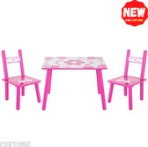 Cortonic Kindertafel 2 Stoelen - Activiteiten Tafel - Speeltafel voor Kinderen - Kindertafel voor Baby’s & Peuters - Kindereethoek - Kinderbureau - Kindertafel en Stoeltjes - Vlinder Patroon