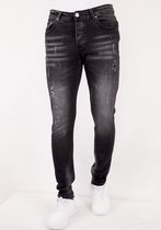 Zwarte Slim Fit Jeans met Scheuren Heren - SLM-38 - Zwart