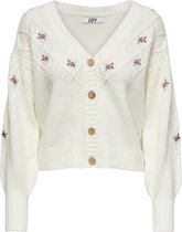 Jacqueline de Yong Vest Jdyally L/s Embroidery Cardigan Knt 15246672 Cloud Dancer Dames Maat - XL